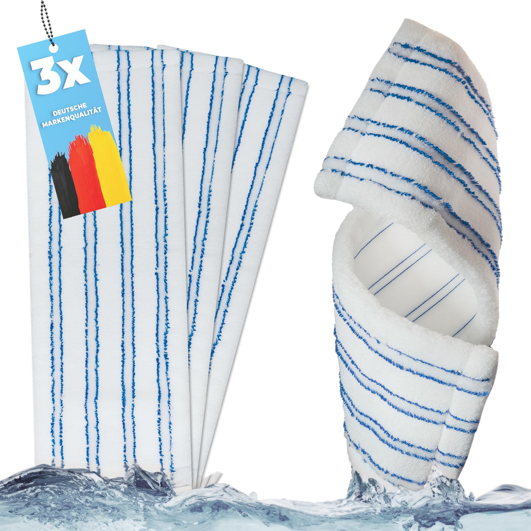 3X Premium Wischmopp mit Abrasiv-Streifen – Profi Bodenwischer Ersatz-Bezüge für handelsübliche 40cm