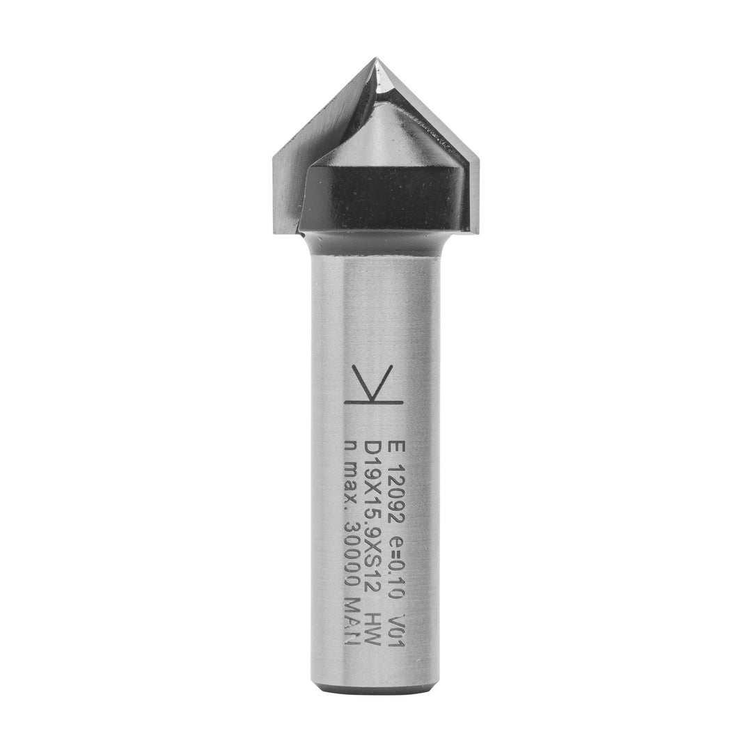 ENT 12092 V-Nutfräser und Schriftenfräser HW, Schaft (S) 12 mm, Durchmesser (D) 19,05 mm, NL 15,9 mm