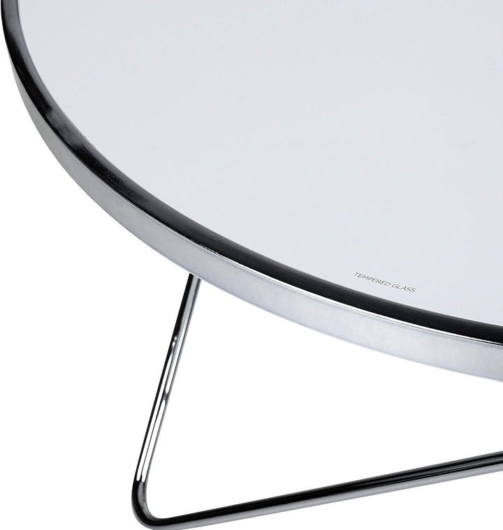 Designer Beistelltisch rund weiss/silber Meridian