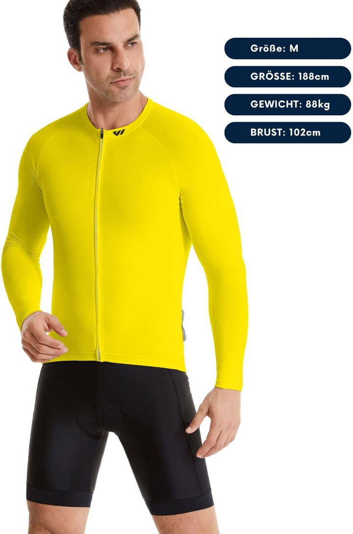 Wulibike Radtrikot Herren Langarm - Rennrad Trikot Herren Reissverschluss mit Taschen, Sommer Atmung