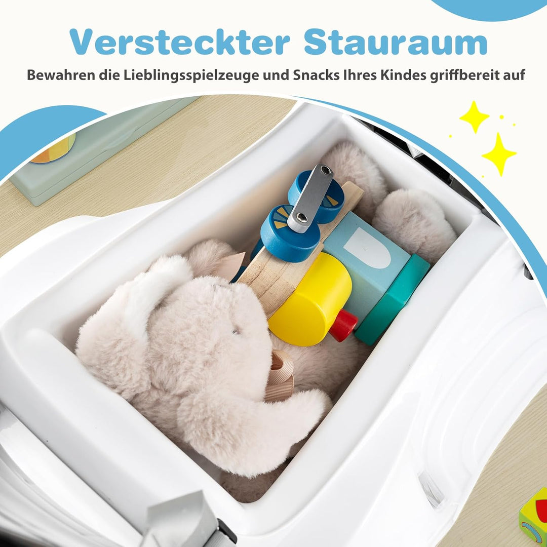 COSTWAY 3-in-1 Rutschauto mit Schiebestange, Rutschfahrzeug mit Hupe, Musik, Licht & Sicherheitsgurt