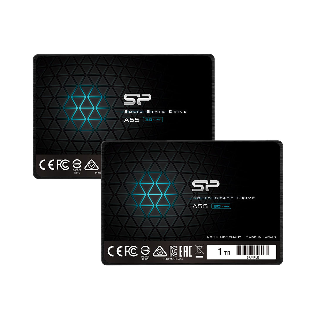 Silicon Power 2-Pack 1TB SSD 3D NAND A55 SLC Cache Performance Boost SATA III 2.5" 7mm (0.28") Inter