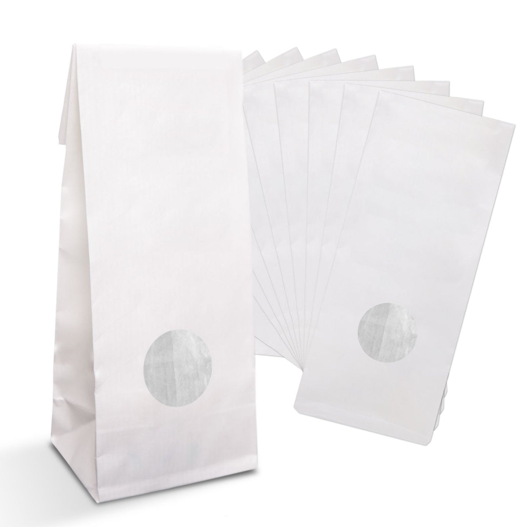 Logbuch-Verlag 100 kleine weisse Papiertüten MIT FENSTER Folieneinlage 8 x 5 x 24,5 cm lebensmittele