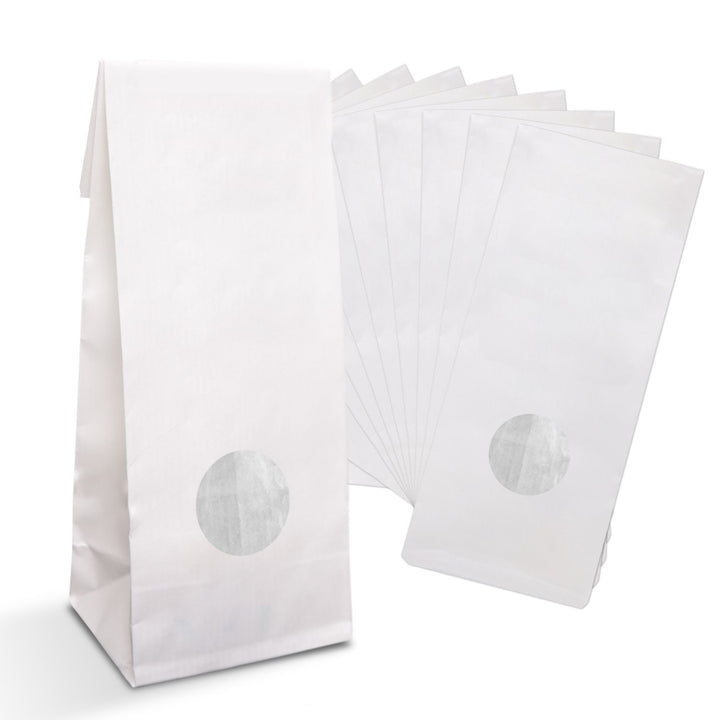 Logbuch-Verlag 100 kleine weisse Papiertüten MIT FENSTER Folieneinlage 8 x 5 x 24,5 cm lebensmittele