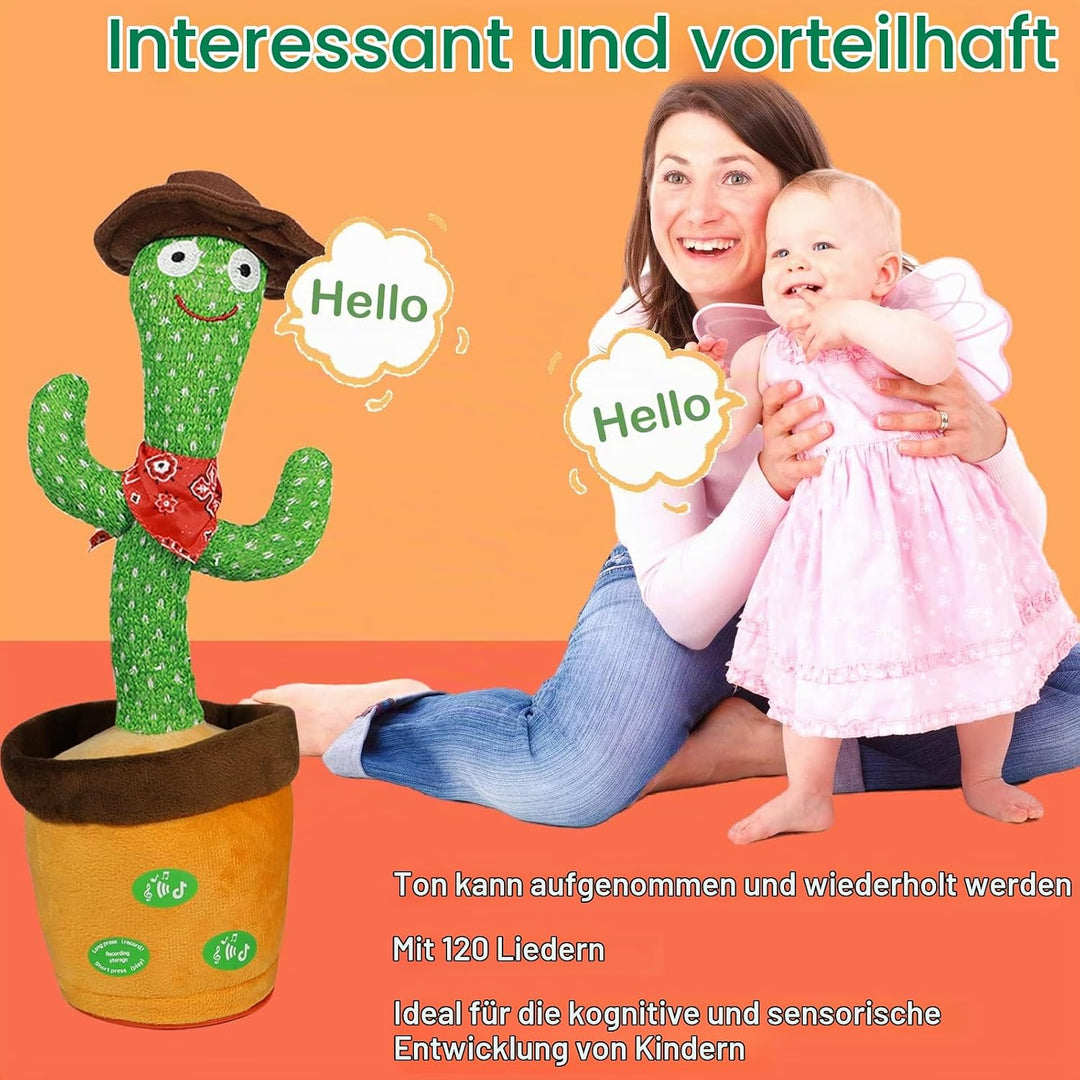 Sprechender Kaktus Spielzeug - Nachsprechen, Singender Tanzender Plüschtier Mit 120 Liedern, Wiederh