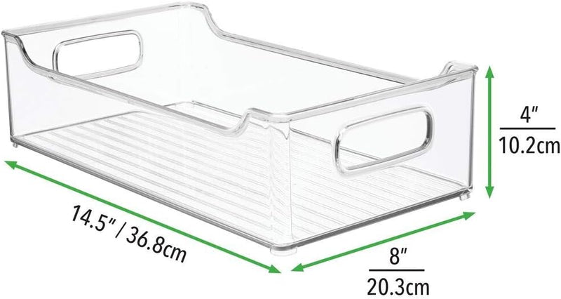 mDesign 4er-Set Ablagebox mit integrierten Griffen – transparente Aufbewahrungsbox mit ansprechendem