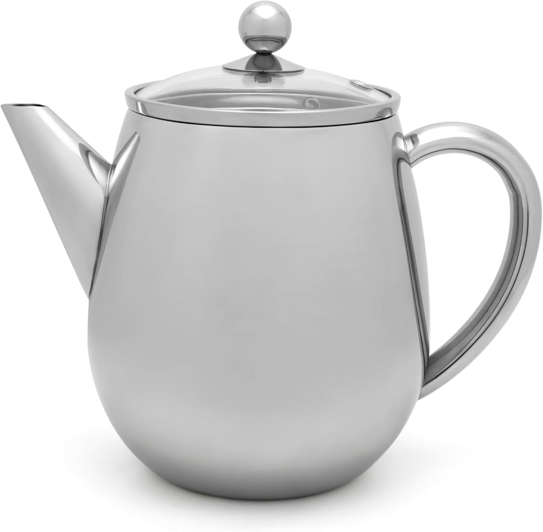Bredemeijer Edelstahl Teekanne Duet Eva (1.1 Liter) – mit Teesieb & Edelstahlfilter in Einem, hitzeb