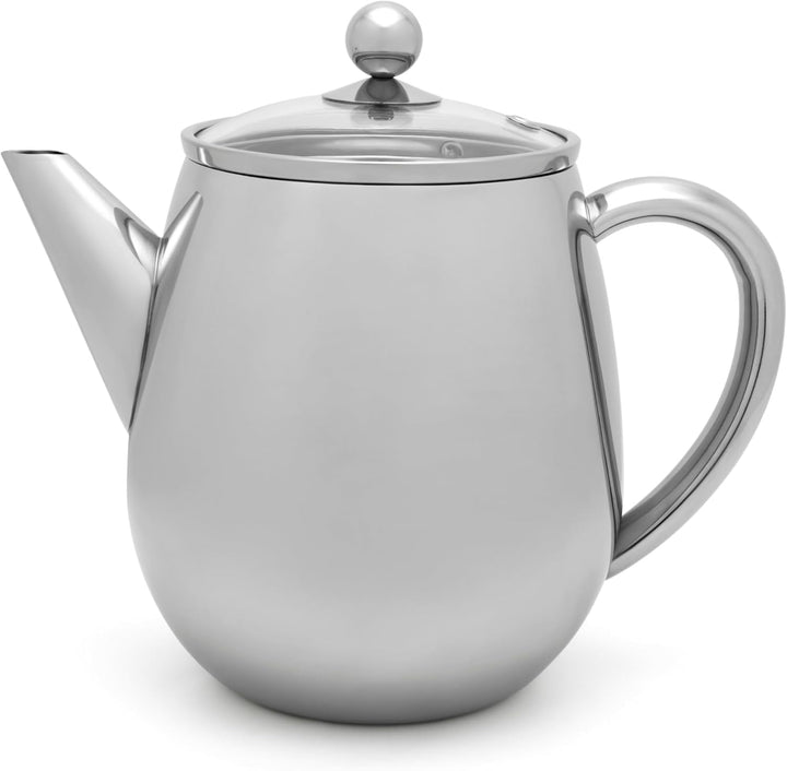Bredemeijer Edelstahl Teekanne Duet Eva (1.1 Liter) – mit Teesieb & Edelstahlfilter in Einem, hitzeb