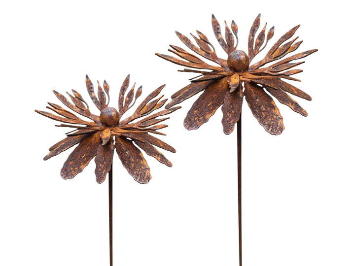 2er Set Gartenstecker Blume Mohn Teleopea Metall Rost Gartendeko Edelrost Rankstab Beetstecker Topfs