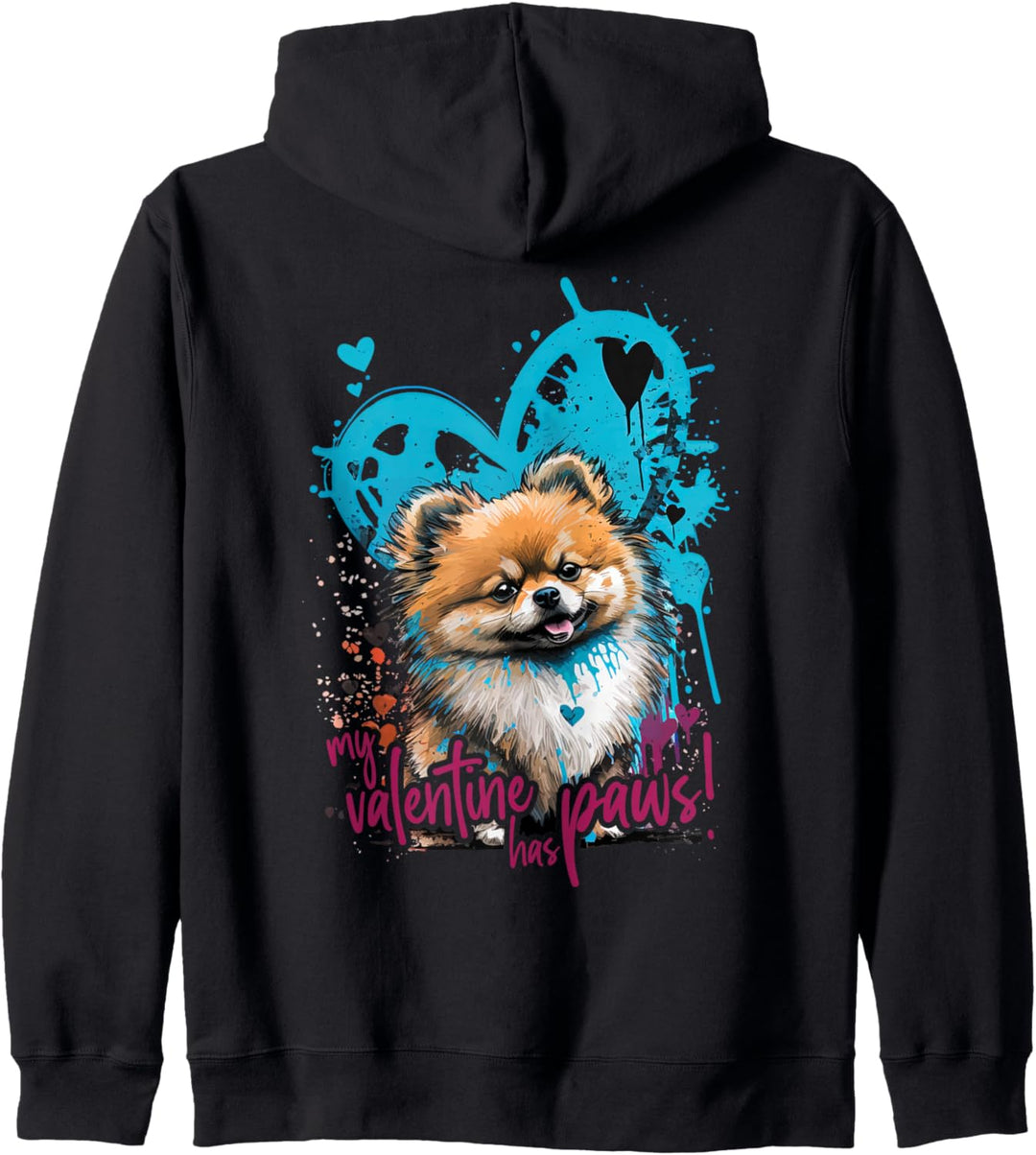 Pomeranerhunde mit Herzdeko, Valentinstag Kapuzenjacke