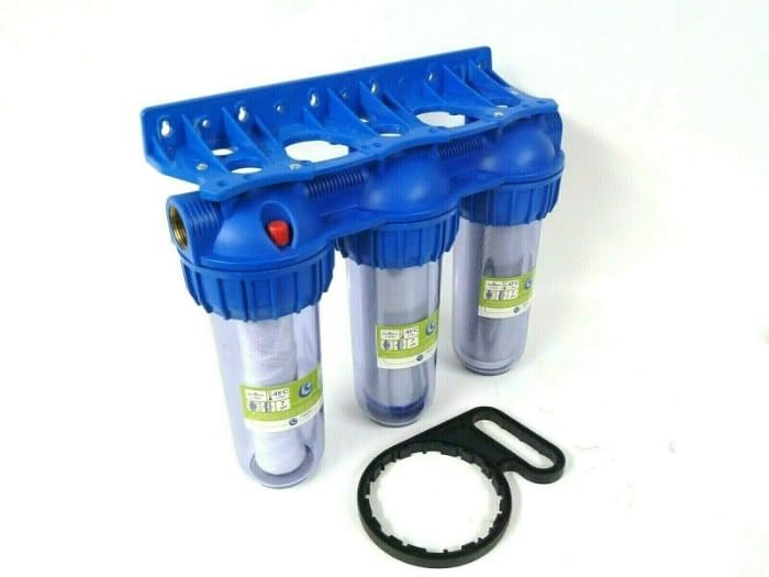 3-Stufen tropfdichtes Vorfilter System Wasserfilter 3/4 Zoll IG für Wasserversorgung Haus/Gartenpump