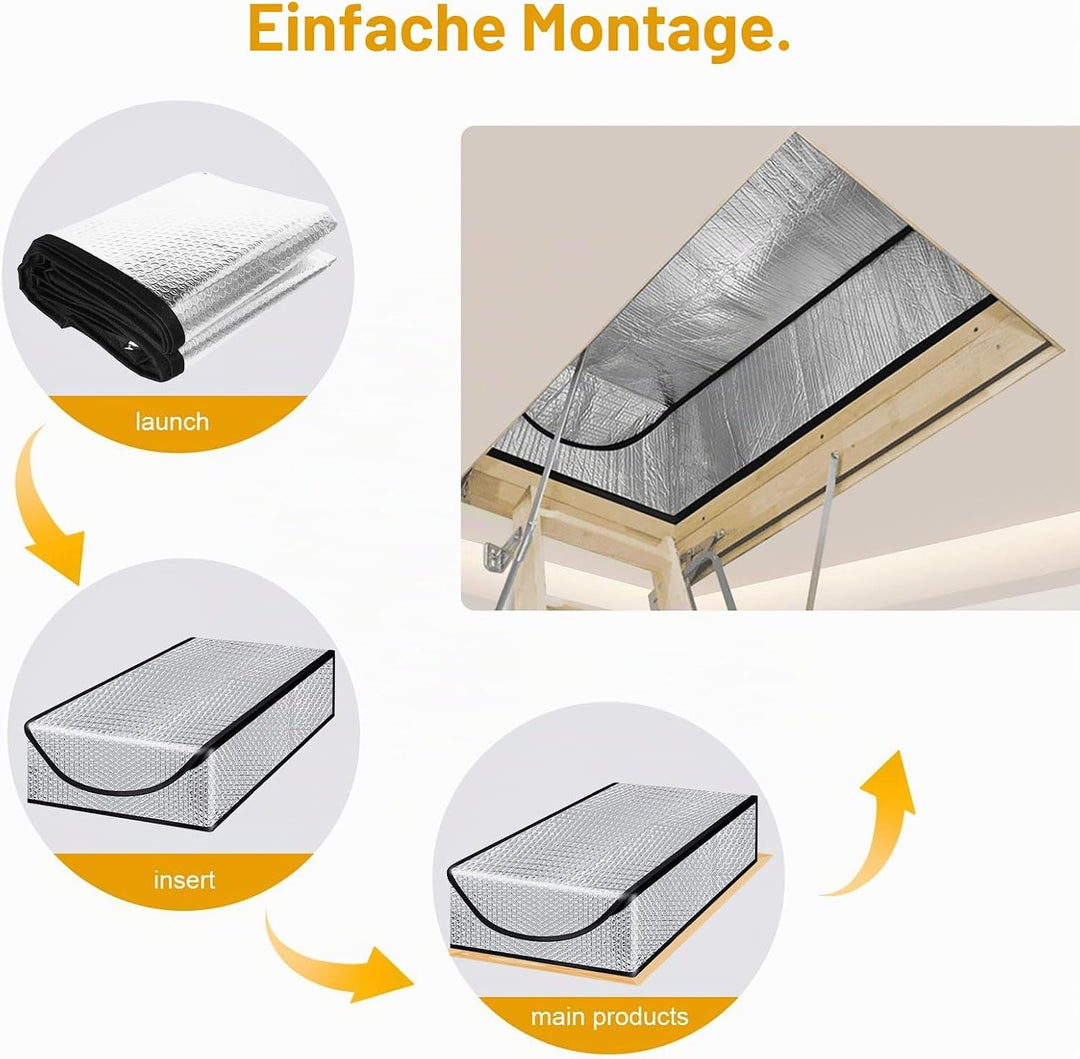 Dachboden-Treppen-Isolierabdeckung – Premium-Energiesparende Dachboden-Treppenleiter, Isolator zum H