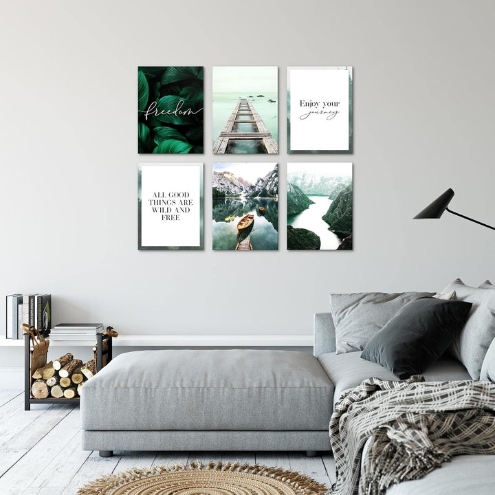 Novart Wandbilder - KEIN EXTRA RAHMEN BENÖTIGT - Wohnzimmer Schlafzimmer - Bilder Modern Berge und S