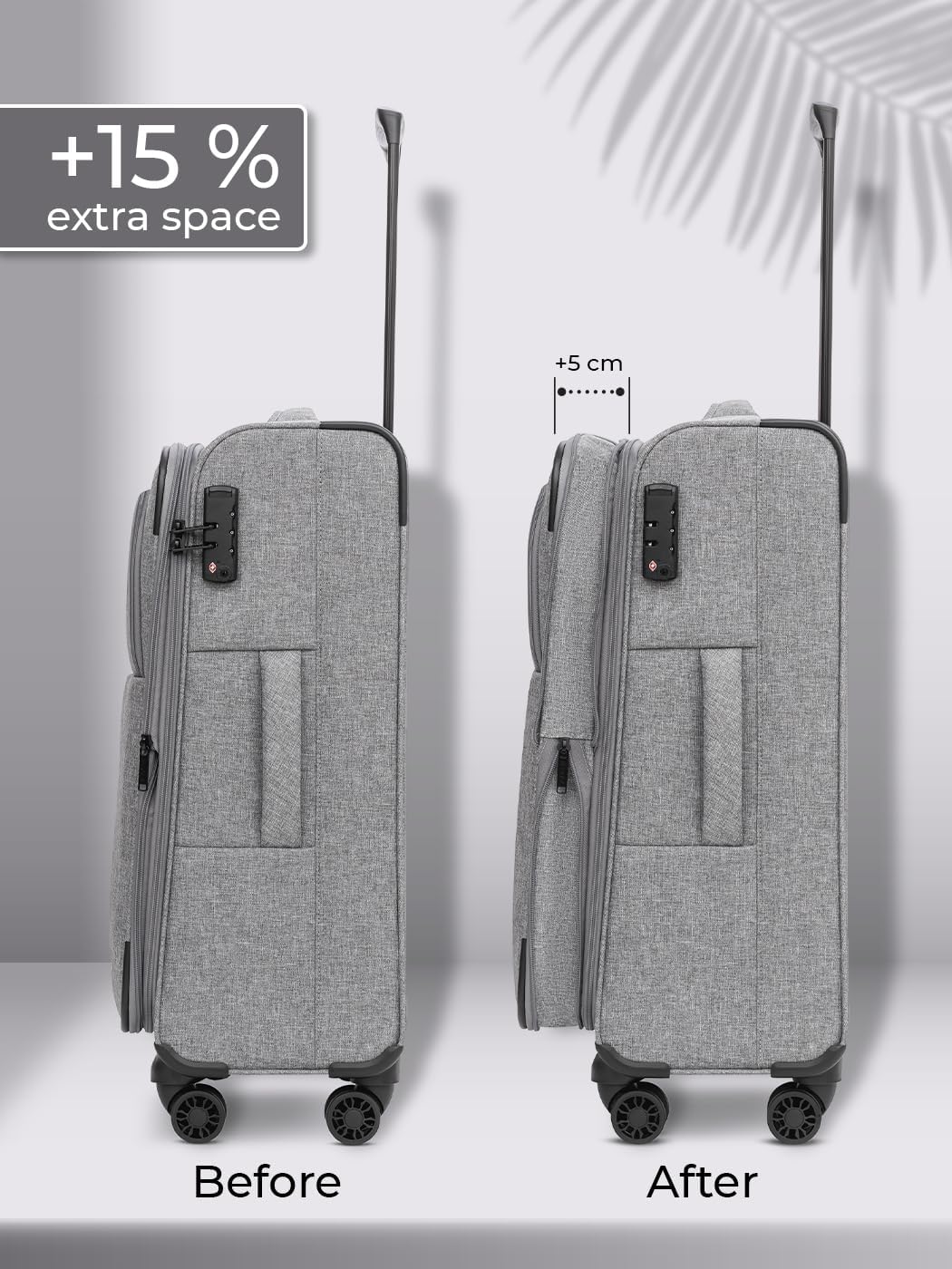 REDOLZ MEDIUM Weichschalen Koffer für Männer & Frauen | Leichter Trolley 67 cm mit 4 Doppelrollen &