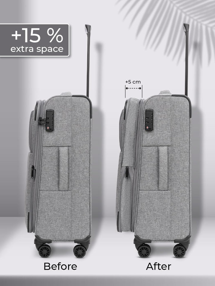 REDOLZ MEDIUM Weichschalen Koffer für Männer & Frauen | Leichter Trolley 67 cm mit 4 Doppelrollen &