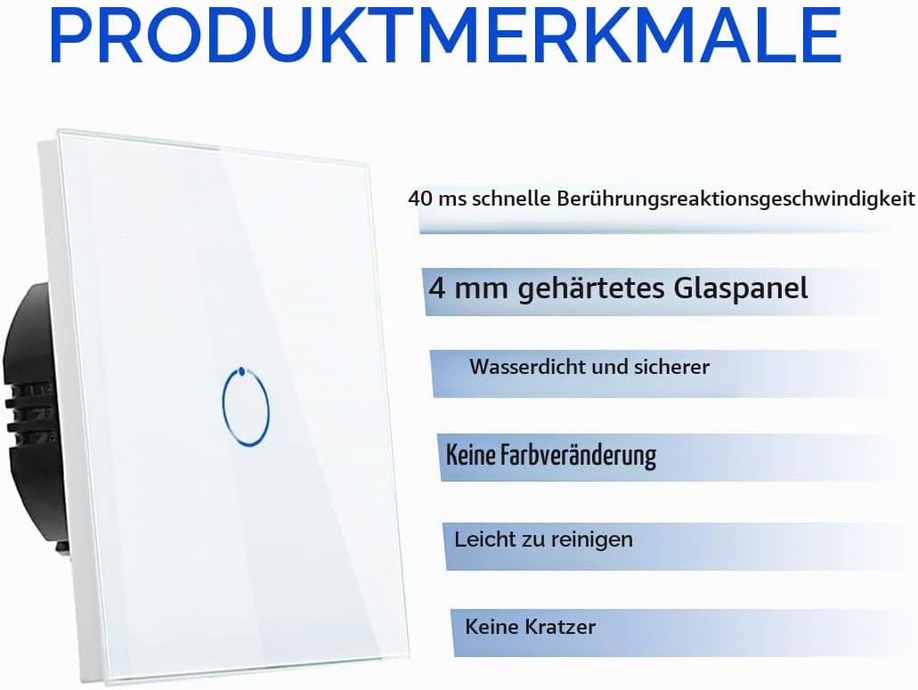 2er-Pack CNBINGO Wechselschalter unterputz - Touch Lichtschalter einfach - Wandschalter Weiss - Berü