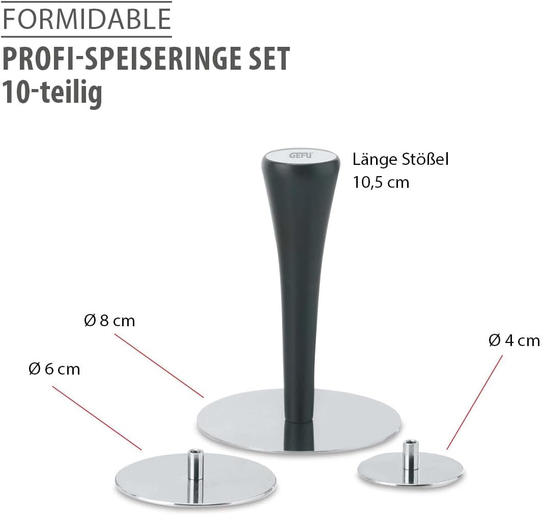 Gefu Profispeisenringe Formidable, Silber, Set für Kuchen, Desserts, Burger und mehr