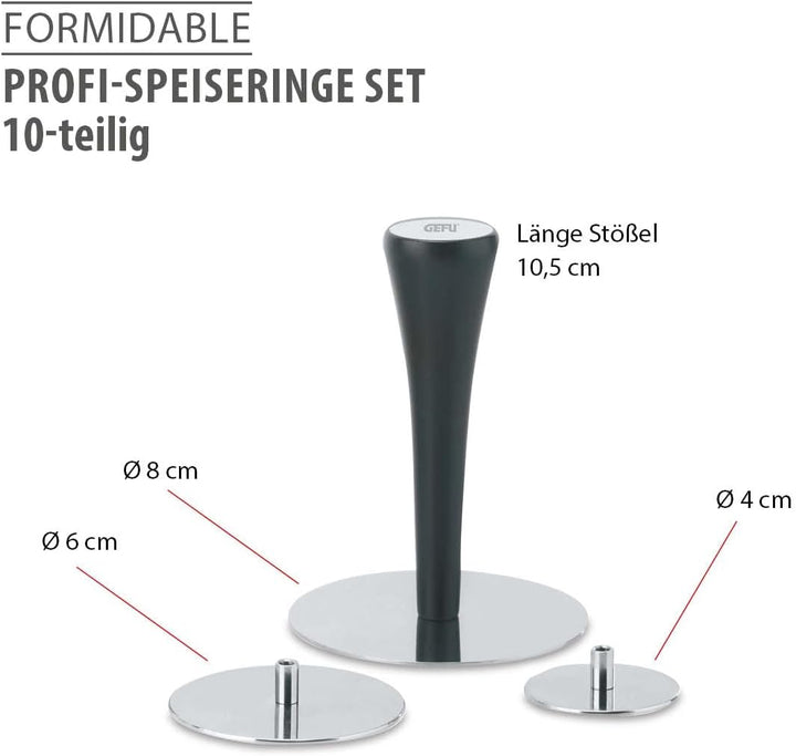Gefu Profispeisenringe Formidable, Silber, Set für Kuchen, Desserts, Burger und mehr