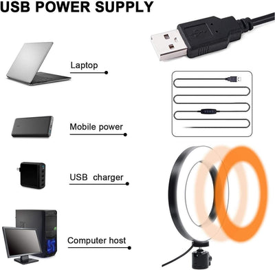 AYIZON Handy-Ringlicht, 20cm Tisch Ringlicht mit 2 Arm Halterung für iPhone,Samsung,Backen, Basteln,