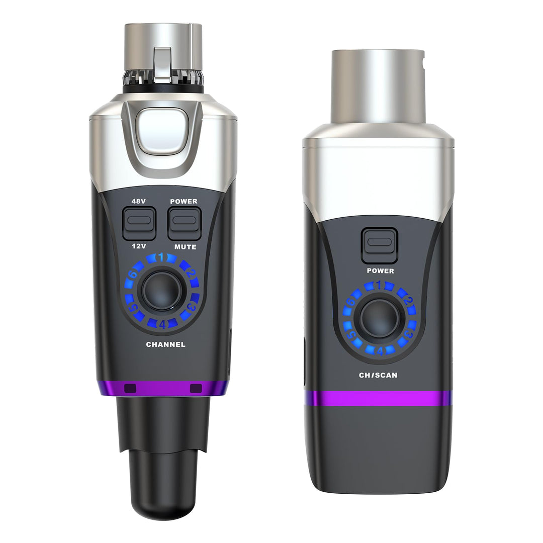 Xvive U35C XLR Plug-on-Funksystem für Kondensator Mikrofone mit 48V/12V Phantomspeisung (5,8 GHz), U