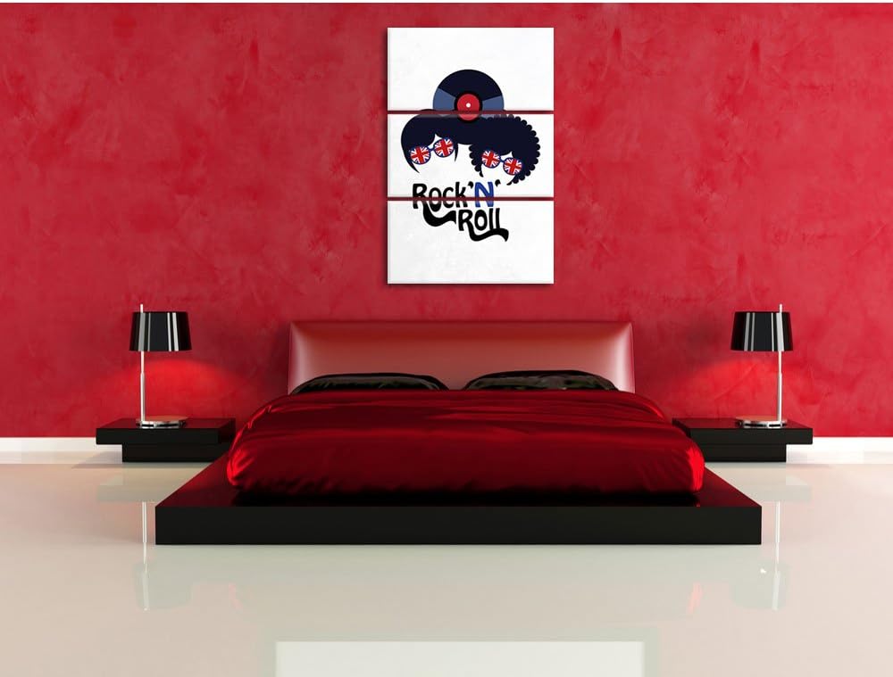 Pixxprint Rock 'n' Roll Schallplatte als Leinwandbild/Grösse: 3 Teilig (120x80) cm/Wandbild/Kunstdru
