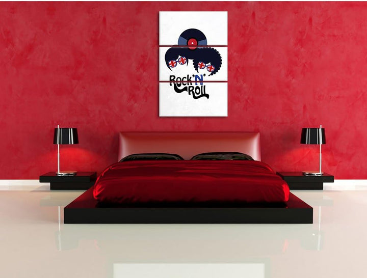 Pixxprint Rock 'n' Roll Schallplatte als Leinwandbild/Grösse: 3 Teilig (120x80) cm/Wandbild/Kunstdru