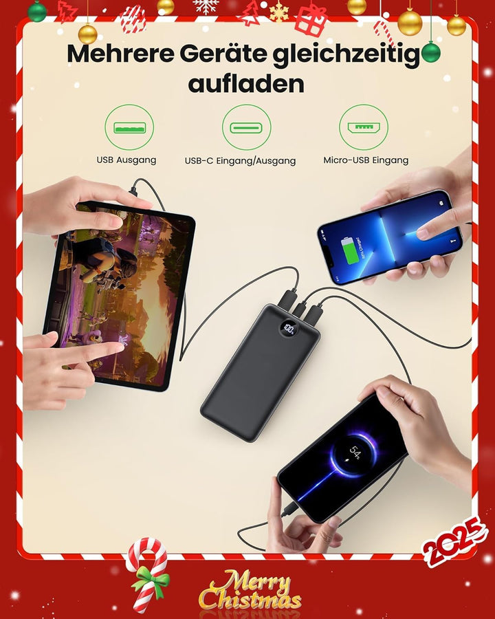 Power Bank 70000mAh, grosse powerbank, Externer Handyakku PD 30W&amp; QC 4.0 Schnell Aufladende Powerban