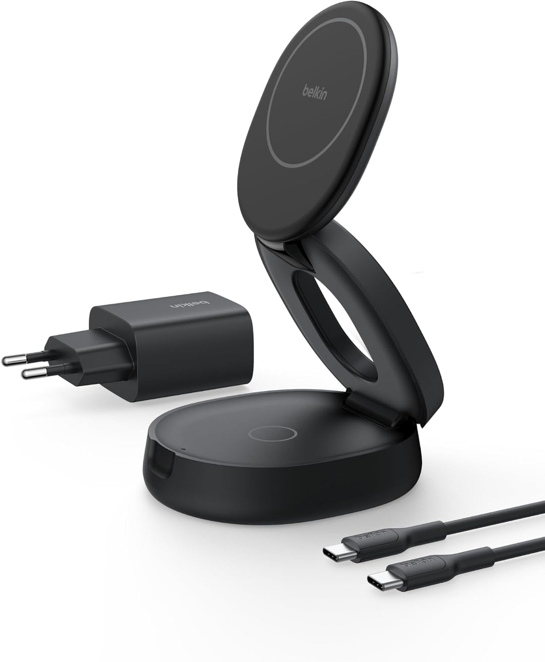 Belkin BoostCharge 2-in-1 Induktive Ladestation mit Qi2, 15W, MagSafe-kompatibles Ladegerät, Kabello