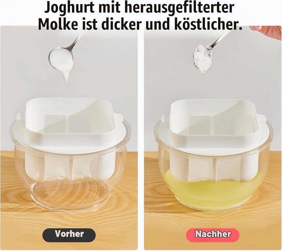 Feine Filtersiebe Joghurt Sieb mit Deckel,Wiederverwendbarer Joghurt Molke Separator,3000ml Griechis