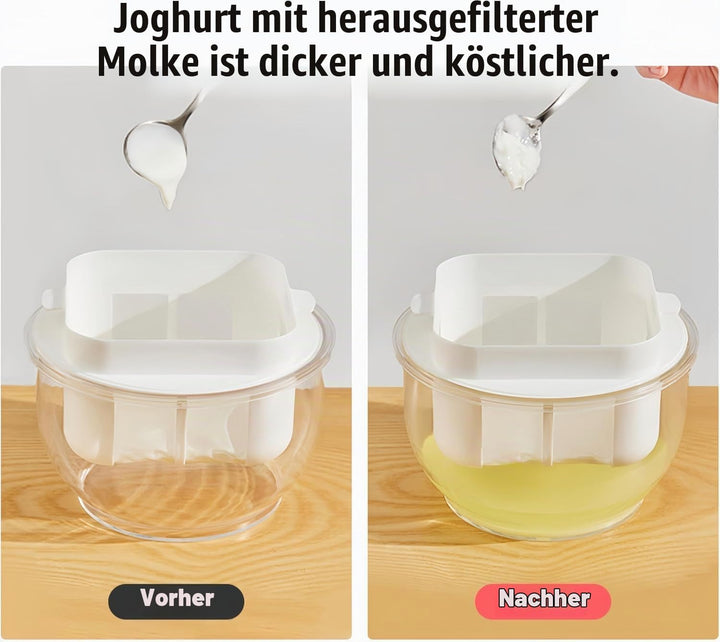 Feine Filtersiebe Joghurt Sieb mit Deckel,Wiederverwendbarer Joghurt Molke Separator,3000ml Griechis