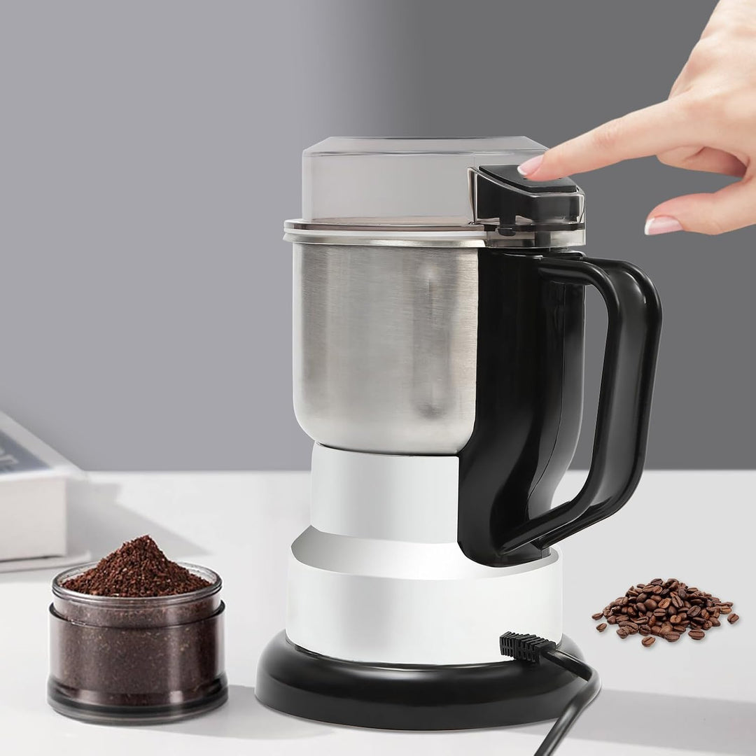 Elektrisch Kaffeemühle 500g Grosses Gewürzmühle mit Edelstahlklingen One-Touch-Mühle für Kaffeebohne
