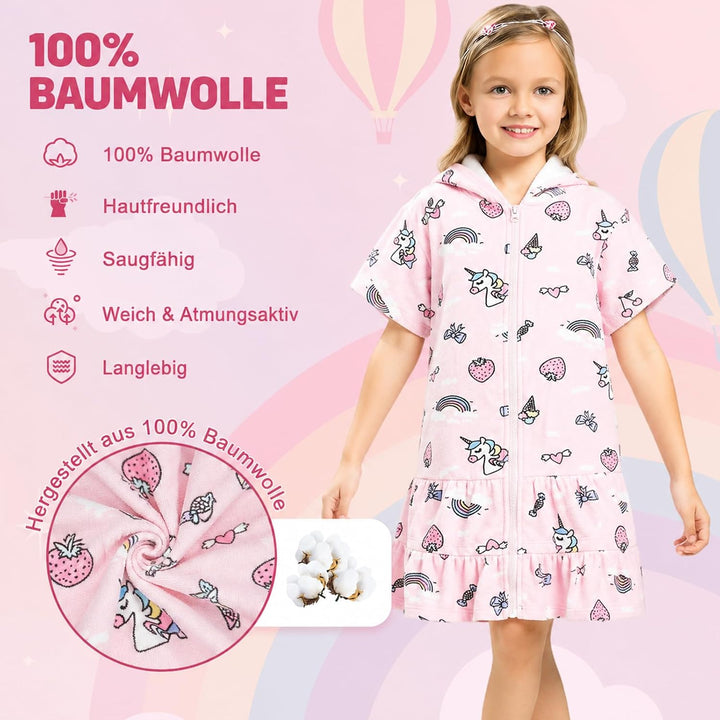 MOEMOE BABY Badeponcho Kinder mit Kapuze 100% Baumwolle Kapuzenbadetuch für Zuhause &amp; Schwimmbad, Ki