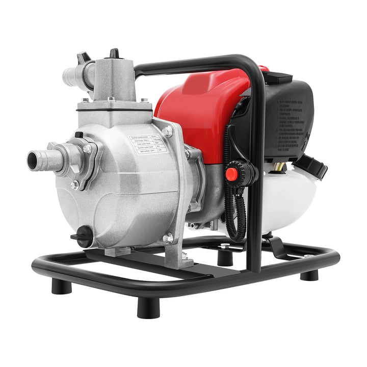 4-Takt Benzin Wasserpumpe, 1200W 38cc Tragbar Teichpumpe Schmutzwasserpumpe Abwasserpumpe, Bewässeru