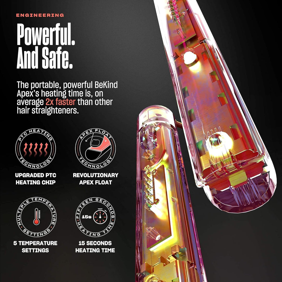 Bekind Apex 2-in-1 Hair Straightener Flat Iron, Straightener and Curler for All Hairstyles, 15s Fast