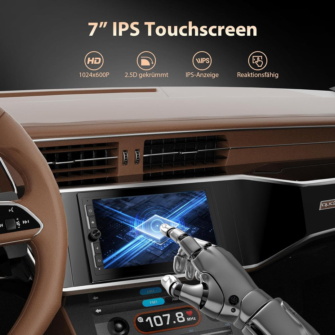 2 DIN Autoradio mit Bildschirm, 7 Zoll Wireless CarPlay Apple Android Auto, DAB+ Radio Bluetooth Car