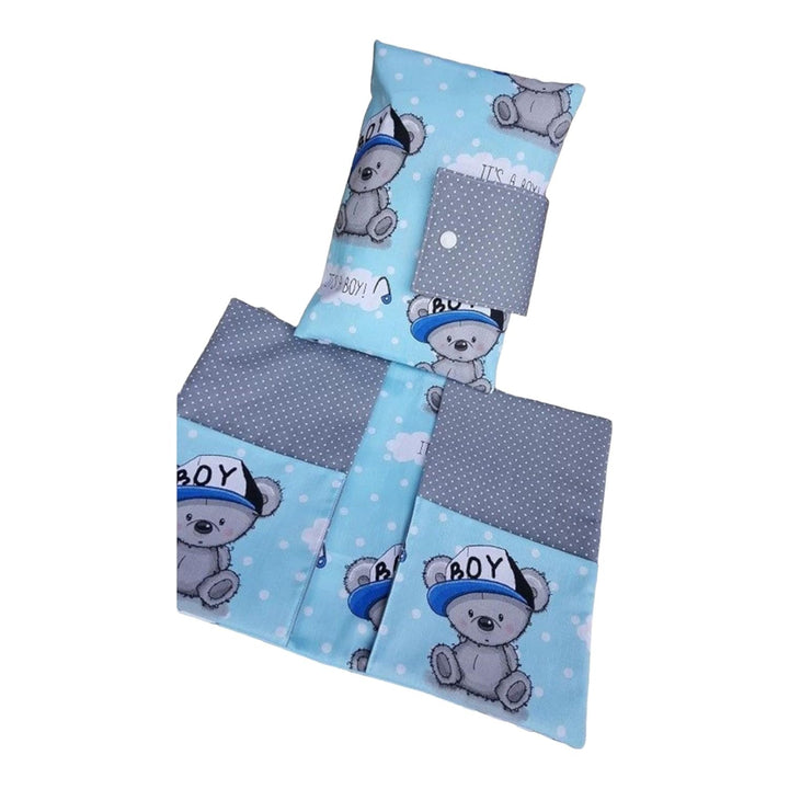 Set: Windeltasche und U-Heft-Hülle Teddy Bärchen blau grau Babygeschenk Geburt