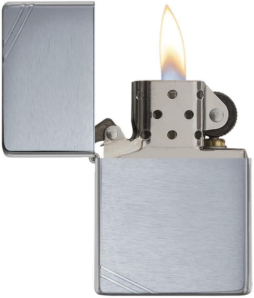 Zippo 230 60001167 Classic Vintage Brushed Chrome Feuerzeug, Messing, Brushed Chrome