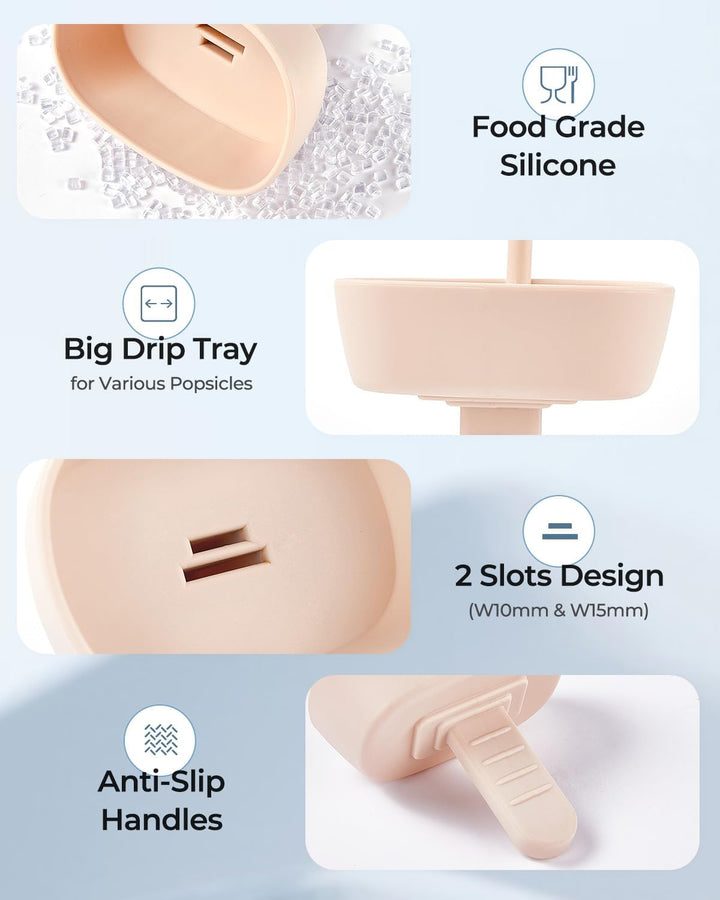 3 Stück Tropffrei Eis am Stiel-Halter für Kinder, Silikon Eislutscher Halter mit Strohhalm, BPA-Frei