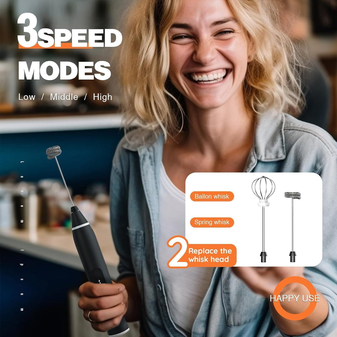 Kleiner elektrischer Schneebesen, USB-Aufladung Mini Foamer Handmilchschäumermischer für Kaffee Latt