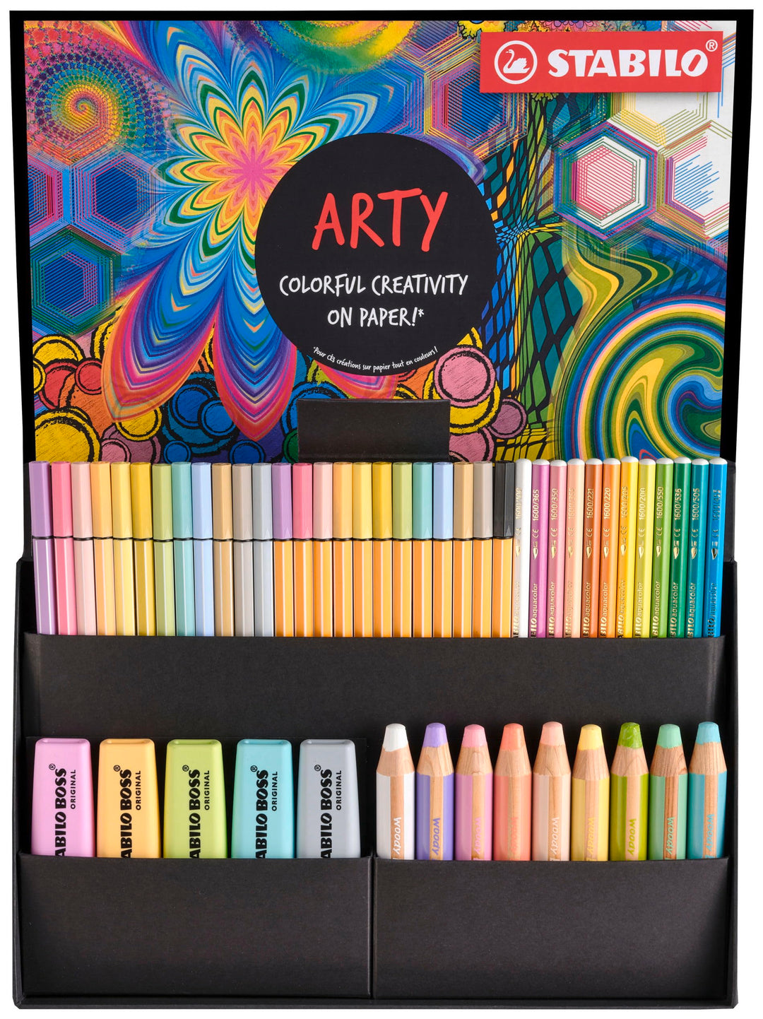 Stifte-Set - STABILO ARTY Creative Set Pastel - 50er Pack - Textmarker, Multitalentstifte, Aquarell-