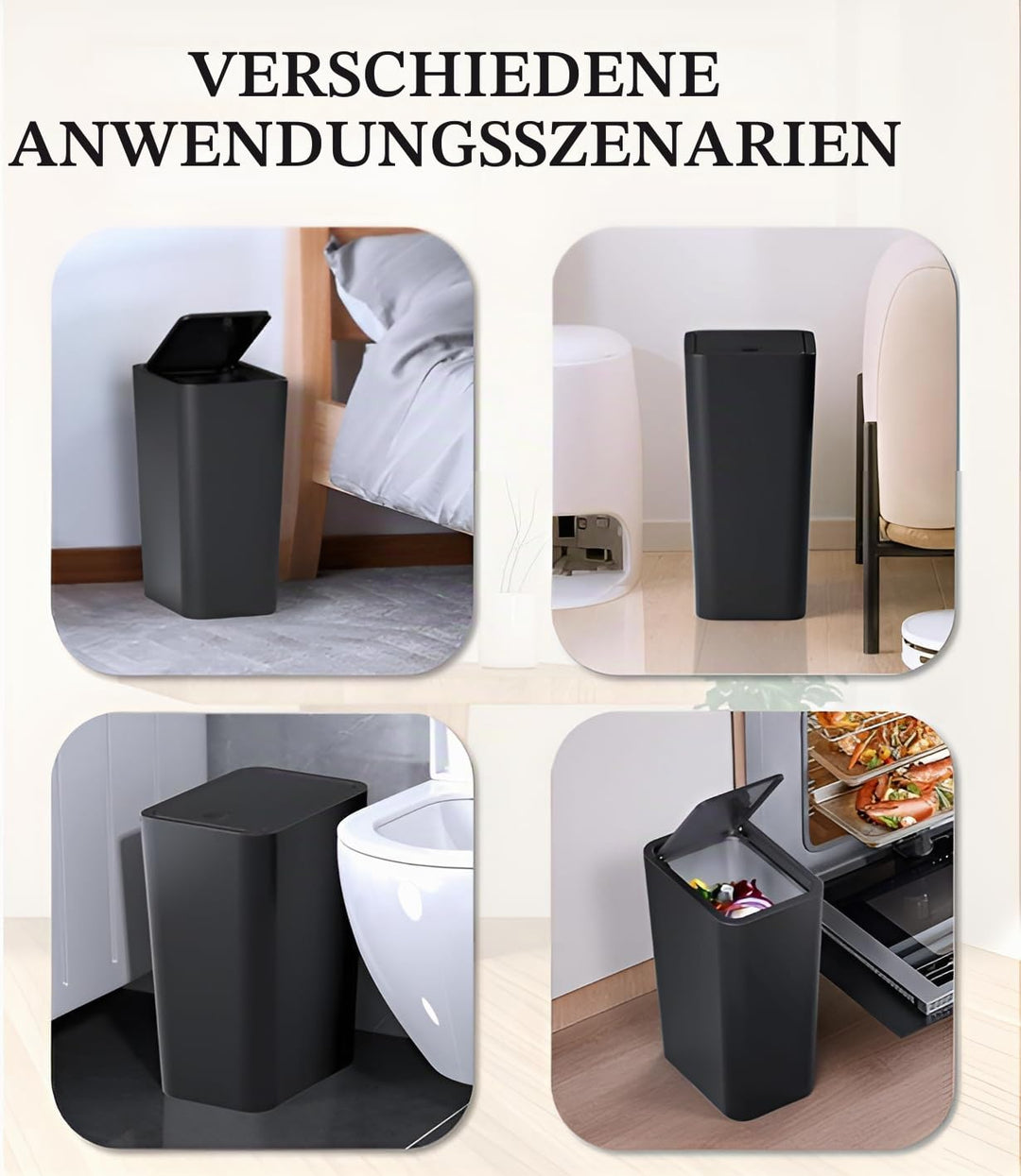 Kongming Mülleimer Bad 3 stück Mülleimer Küche Schmal, Badmülleimer 10L Abfalleimer mit Deckel Geruc