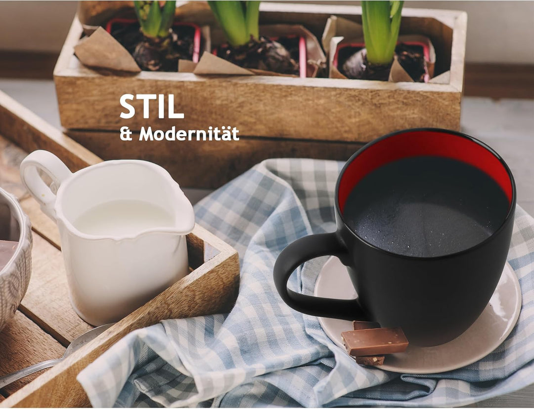 MIAMIO - 6 x 350 ml Kaffeetassen/Kaffeebecher Set - Tassen Set 6er Modern - Le Papillon Kollektion (