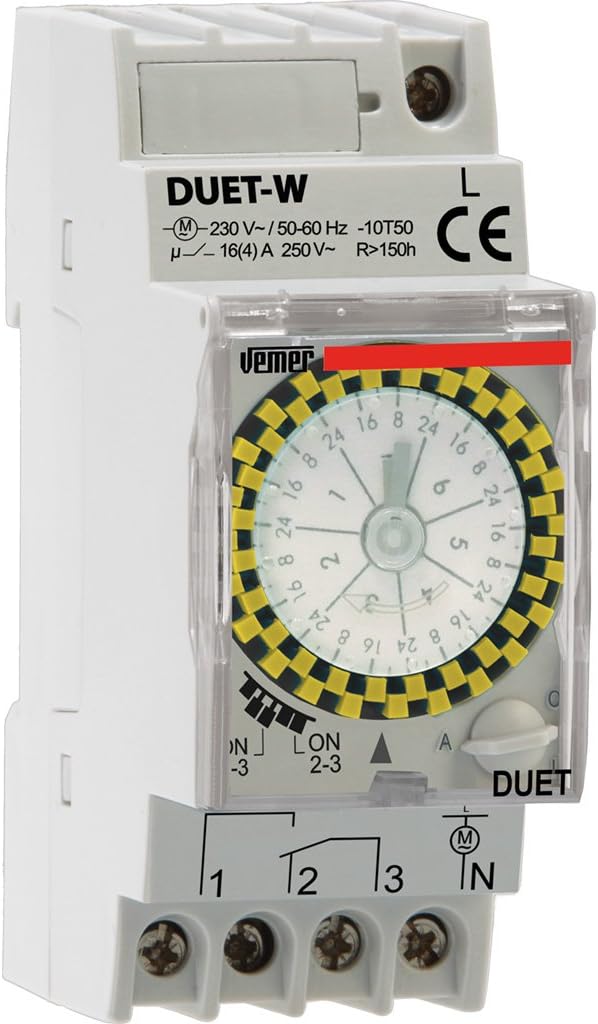 VEMER VE125100 Duet-W - Elektromechanisch Zeitschaltuhr mit Wöchentlich Programmierung, DIN-Schienen