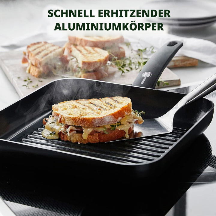 GreenPan Cambridge Rechteckige Grillfpanne (28 cm), gesunde keramische Antihaftbeschichtung, PFAS-fr
