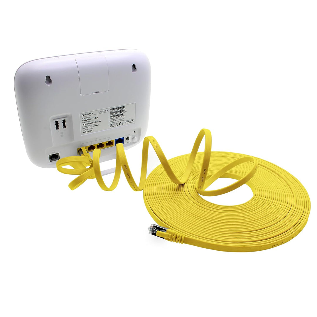 5m - gelb - 10 Stück Cat7 Flachkabel Netzwerkkabel Cat 7 Rohkabel Gigabit Lan (10Gbit/s) Flachbandka