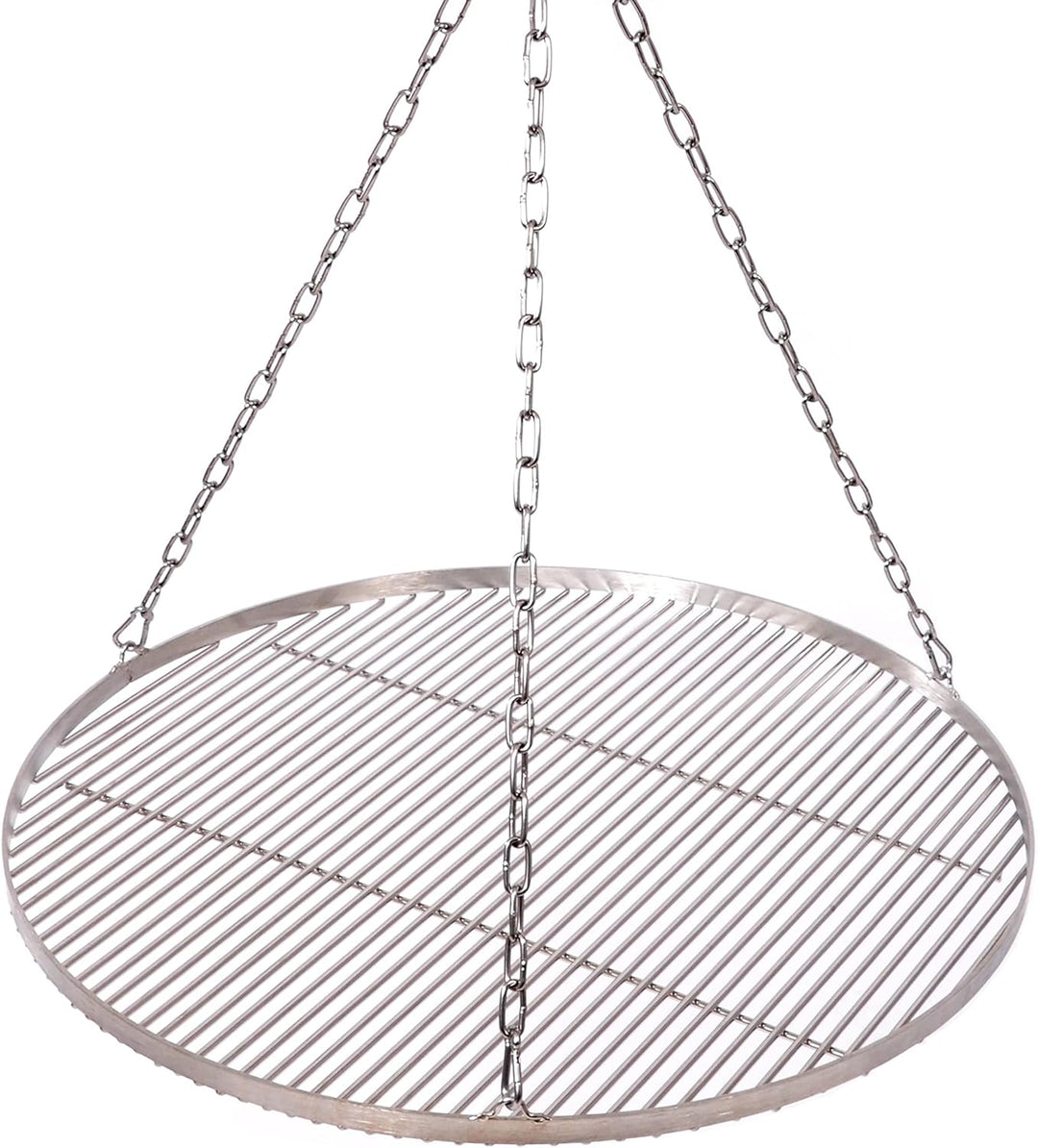 Grillrost Ø 70 cm mit Kette Edelstahl 6 mm Grillstabdicke/Stababstand 10 mm für Schwenkgrill BBQ Dre