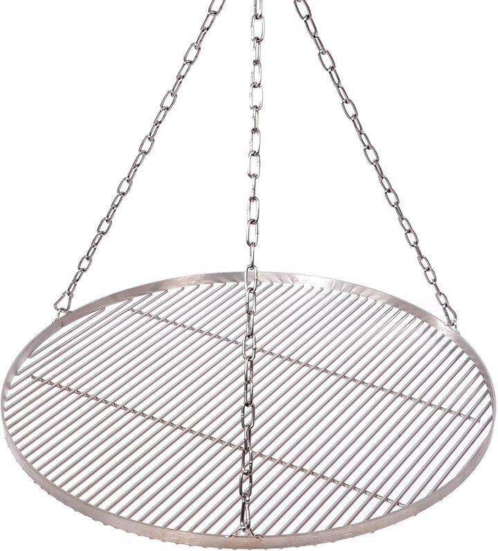 Grillrost Ø 80 cm mit Kette Edelstahl 6 mm Grillstabdicke/Stababstand 10 mm für Schwenkgrill BBQ Dre