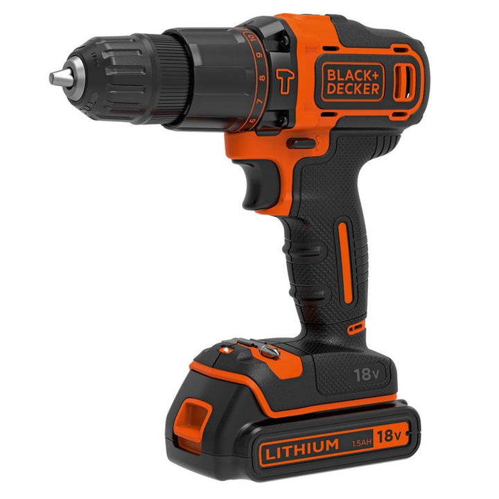 Black + Decker Akkuschrauber, 18 V, schwarz, BDCHD18 Bohrer, Bohrer
