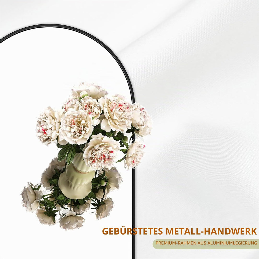 50 x 70 cm grosser gewölbter Spiegel schwarz gebürsteter Rahmen Wandspiegel Metallrahmen HD Glas Wan