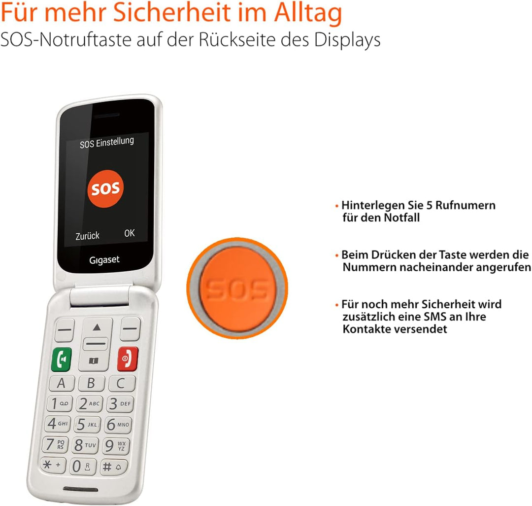 Gigaset GL590 GSM - Senioren Mobiltelefon mit SOS-Funktion - einfache Bedienung mit 2,8" Farbdisplay